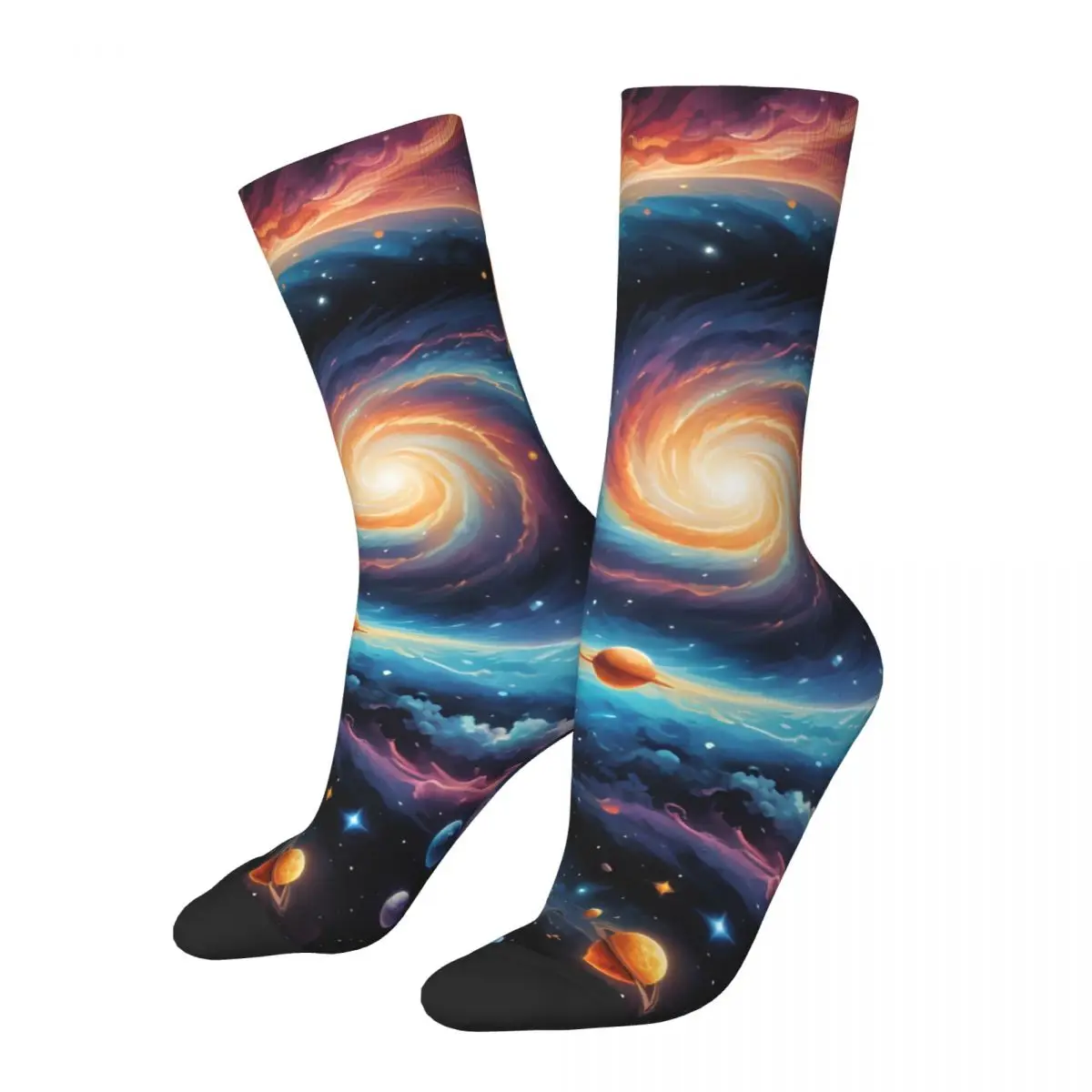 

Galaxy Men's Socks Retro Harajuku Space Galaxy Street Style Novelty Casual Crew Sock