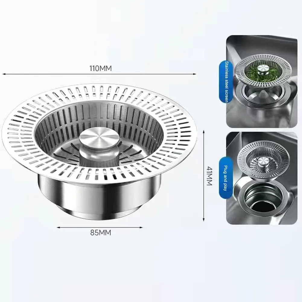 

Ситечко для слива кухонной раковины, выдвижная стопор из нержавеющей стали для раковины, защита от засоров, уловитель еды, корзина с фильтром запаха