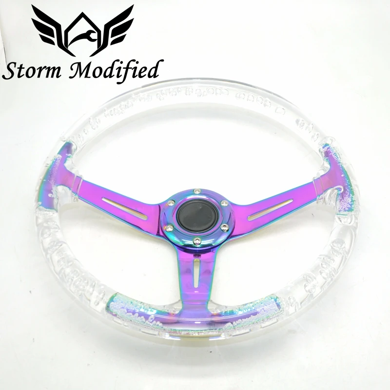 Fashion  Steering wheel 14inch 350mm Transparent racing Steering wheel acrylic ordinary racing steering wheel