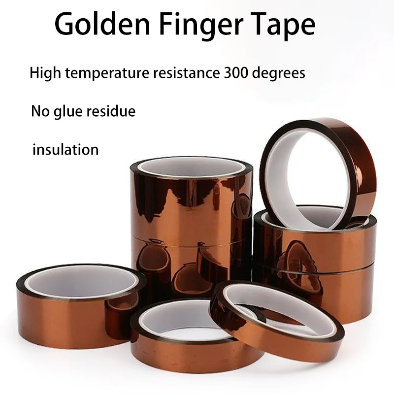 شريط إصبع ذهبي من KAPTON PI، شريط بني مقاوم لدرجات الحرارة العالية، شريط بوليميد عازل لدرجة الحرارة العالية 300 ° ج