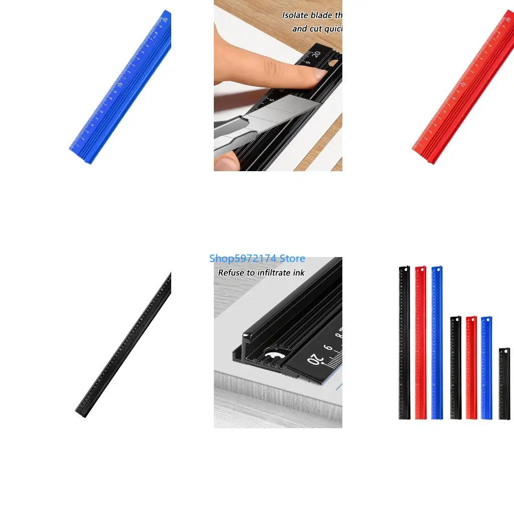Y3NB Multipurpose Thickened Metal Ruler Not Slip for School Office & Workshop Use