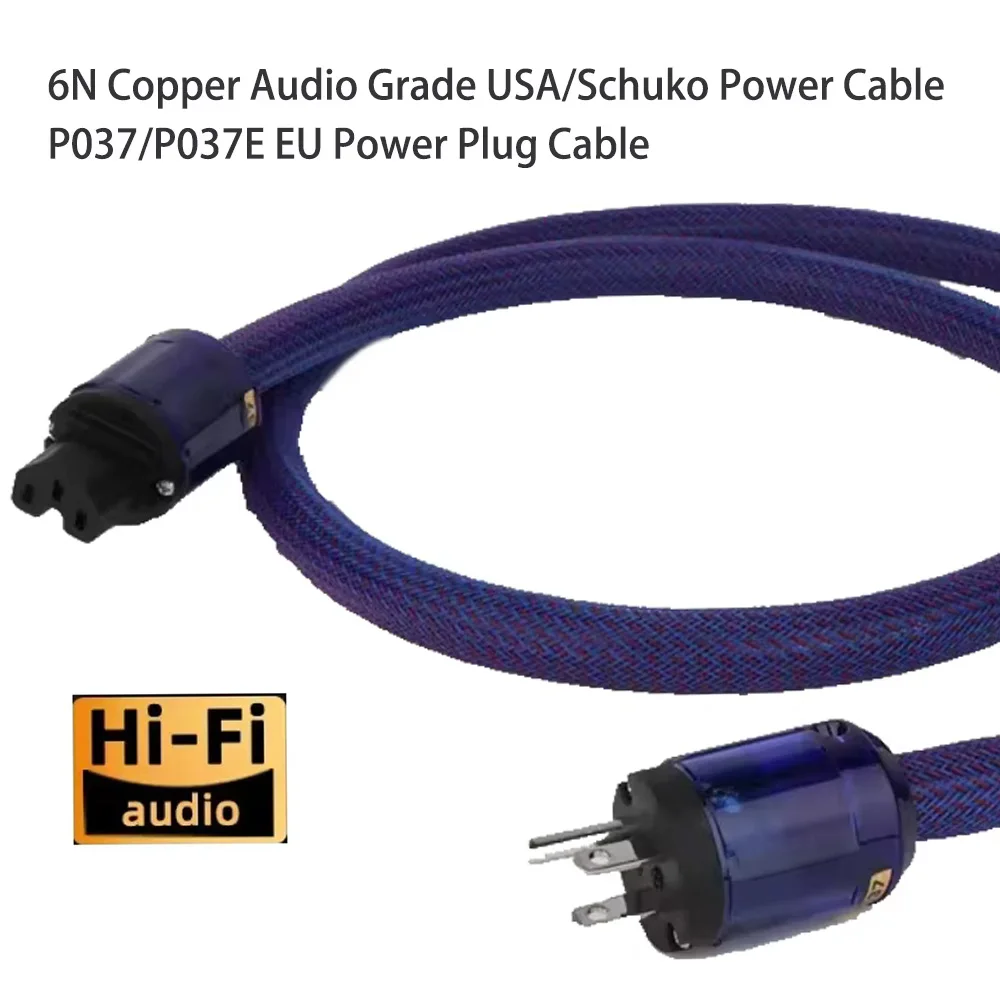 

Preffair HI-End 6N Copper Audio Grade USA/Schuko Power Cable With P037/P037E EU Power Plug Cable D501FF