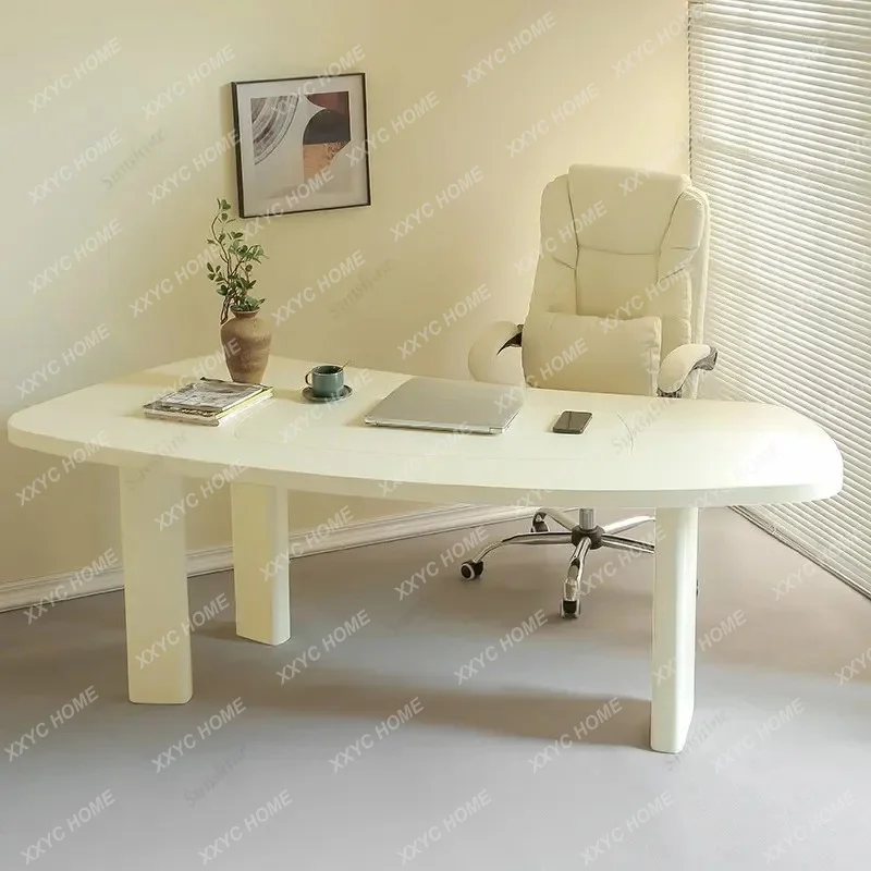 Light luxury modern computer desk special-shaped solid wood desk  FT