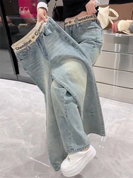 Y2K 2000s Wide Leg Baggy Denim Trouser Women's Washed Vintage Casual Pants Female High Street Retro High Waist Trashy Jeans