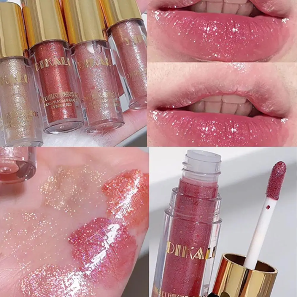 Diamond Shimmer Glitter Lip Gloss Sparkling Glitter Sexy Cosmetics Gloss Lip Up Lip Korea Pearl Waterproof Lipstick Liquid M0P6