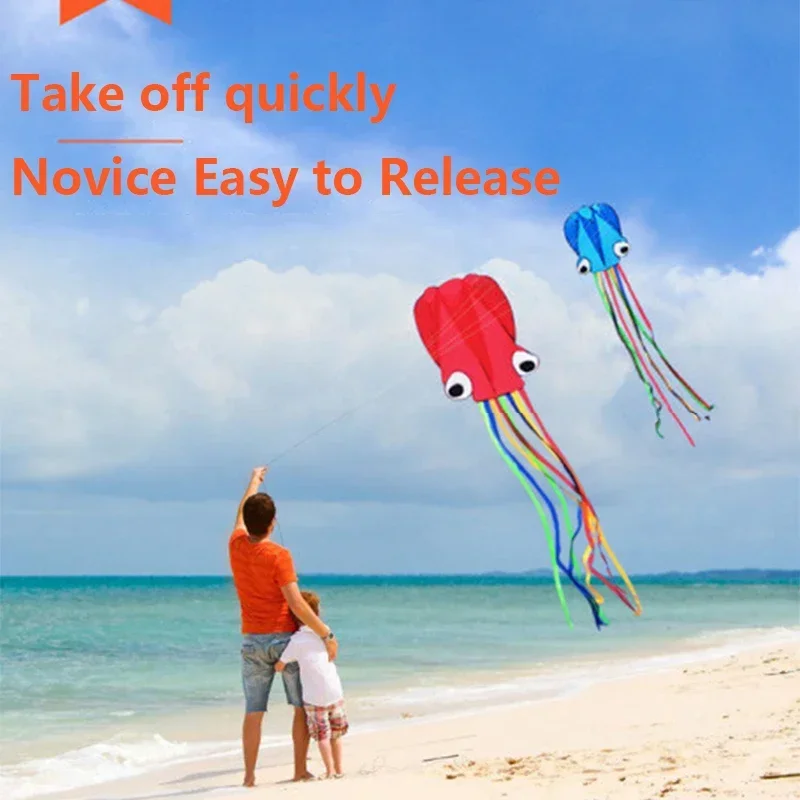 핸들 라인이있는 3D 4M 대형 문어 연 어린이 야외 여름 게임 전문 스턴트 소프트웨어 파워 비치 연 어린이 장난감