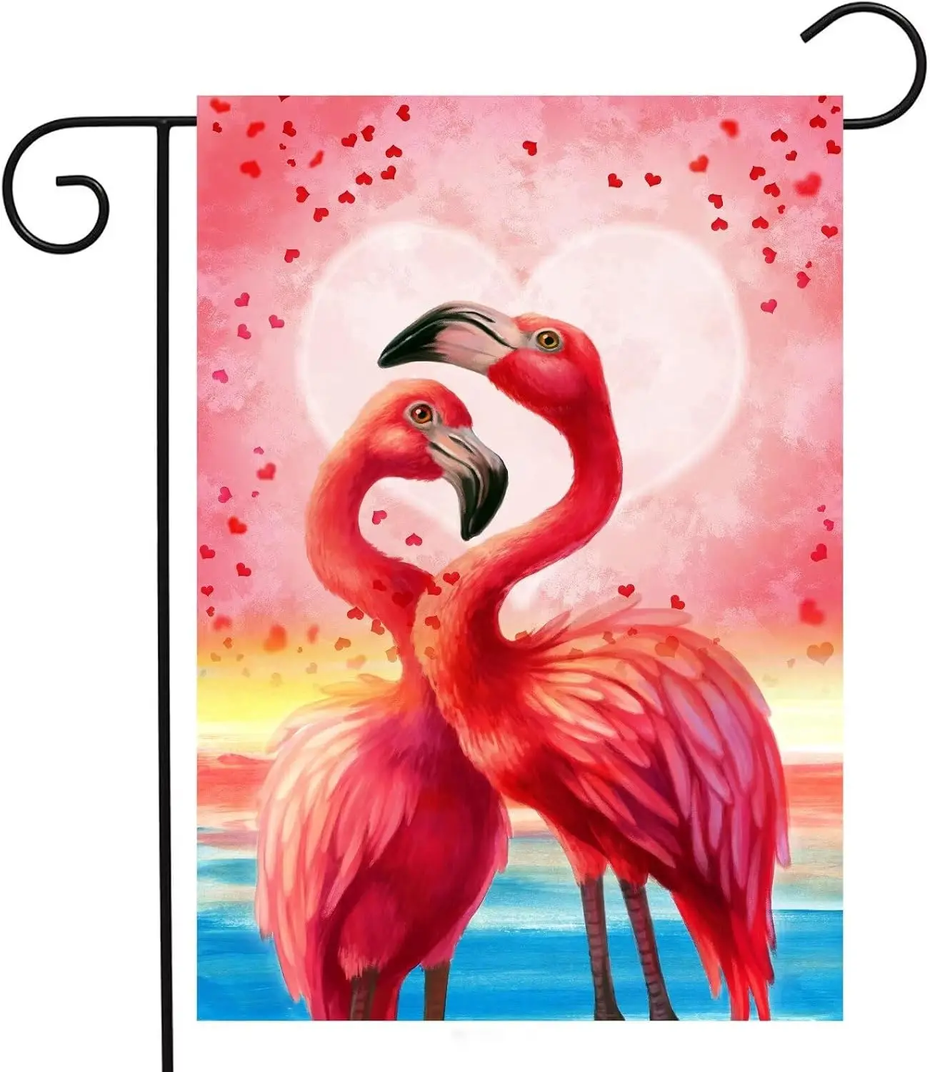 Valentine's Day Love Flamingo Couple Seaside Celebration Garden Yard Flag 12