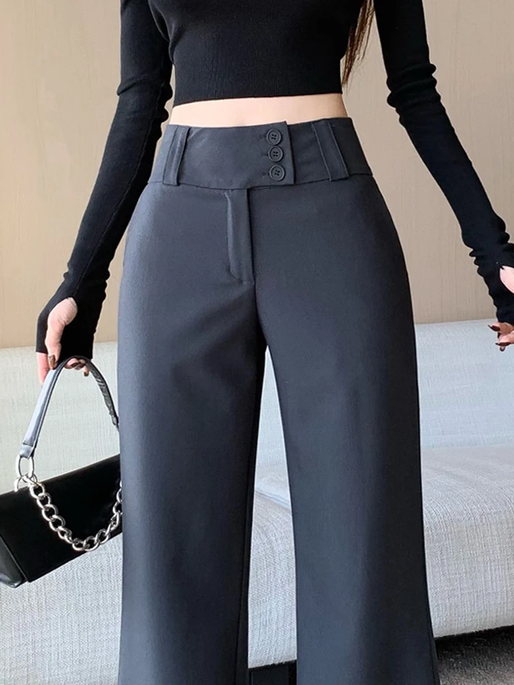 

Micro flared suit pants women in autumn and winter design high waisted versatile and slim fit floor length casual pants