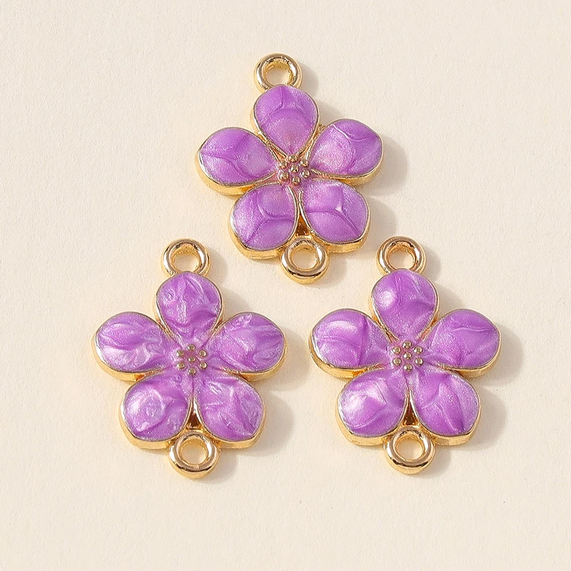20 Stück modische, bunte Emaille-Blumen-Anhänger, Verbinder für die Schmuckherstellung, DIY-Halsketten, Armbänder, handgefertigtes Kunsthandwerk, Zubehör – Detail 5