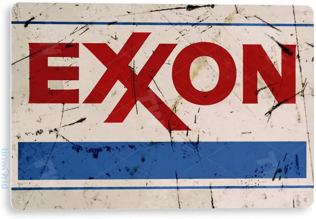 Letrero de estaño Tinworld 12 x 18 Exxon, estilo rústico, para taller de gasolina, taller mecánico, garaje, tienda, gasolinera, B071