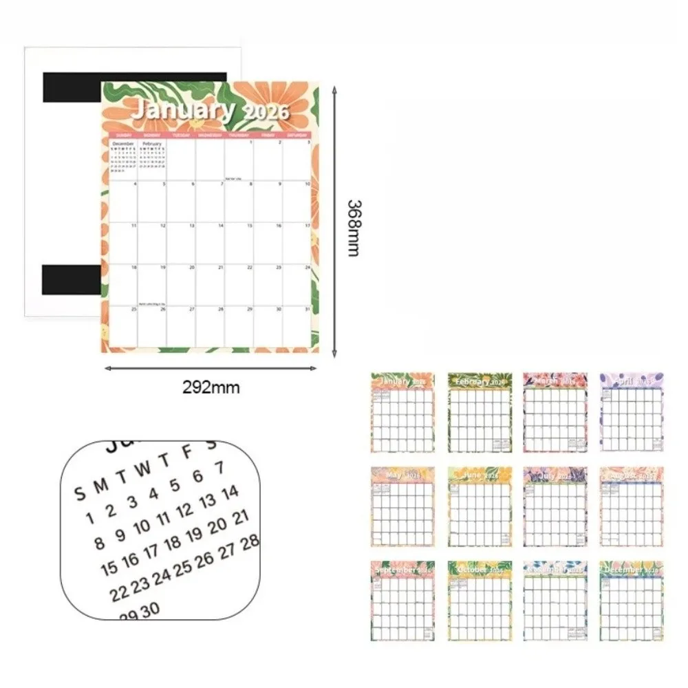 

New Magnetic Refrigerator Calendar 12-month Whiteboard Schedule Planner Smudge-proof Reusable Punch-In Planner Home Use