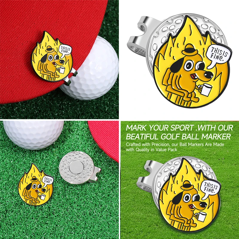 Retro Mexican Metal Stylish Golf Ball Marker Clip This Is Fine Dog Golf Hat Clip Cartoon Animal Magnetic Badges Jewelry Gifts