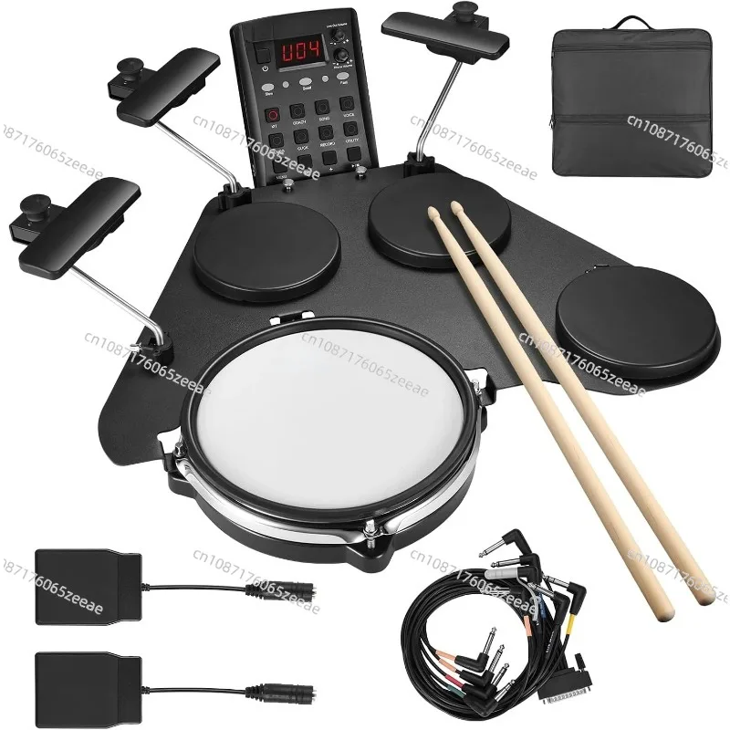 LEKATO Electronic Drum Set Portable Electric Drum Set for Beginner with Quiet Mesh Snare Drum Pads 220+ Sounds