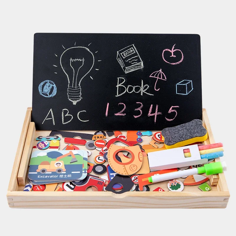 nuovi puzzle magnetici per bambini giocattoli in legno veicolo cognizione puzzle multifunzione disegnare giochi da tavolo gioco educativo giocattolo regalo per bambini