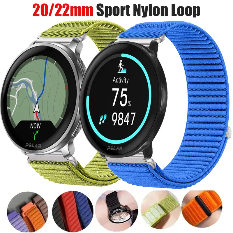 20mm 22mm Woven Nylon Loop For Polar ignite 2 3/Pacer/Unite Bracelet Correa For Polar Vantage V3/M3/M2/M Grit X X2 Pro Titan