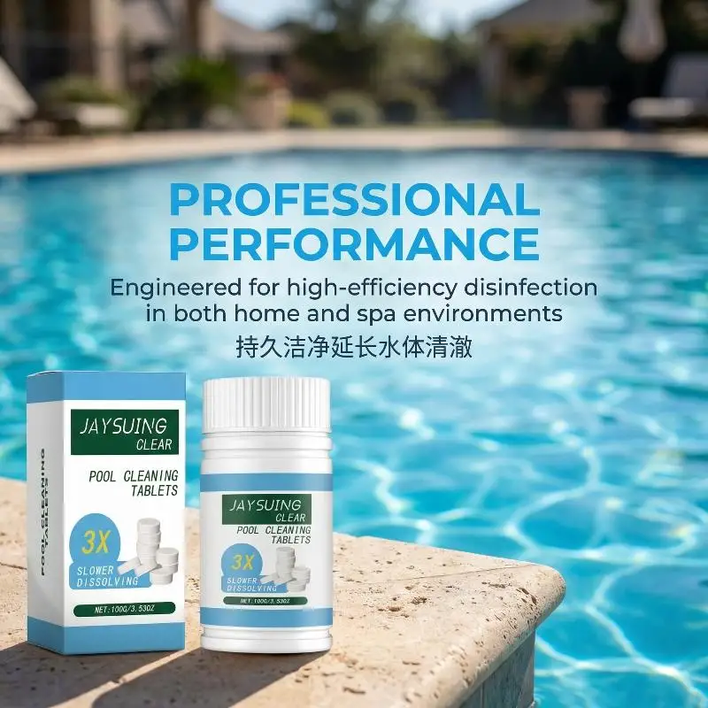 Chlorine Tablets 100g Pool Cleaning Water Purification MultiEffect Disinfection for Hot Tub Spa Aquarium Home Use