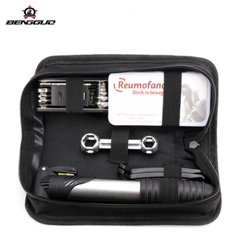 

Bicycle Repair Tool Kit with Tire Patch & Pump, Portable Multi-Tool Set for Mountain/Road Bikes