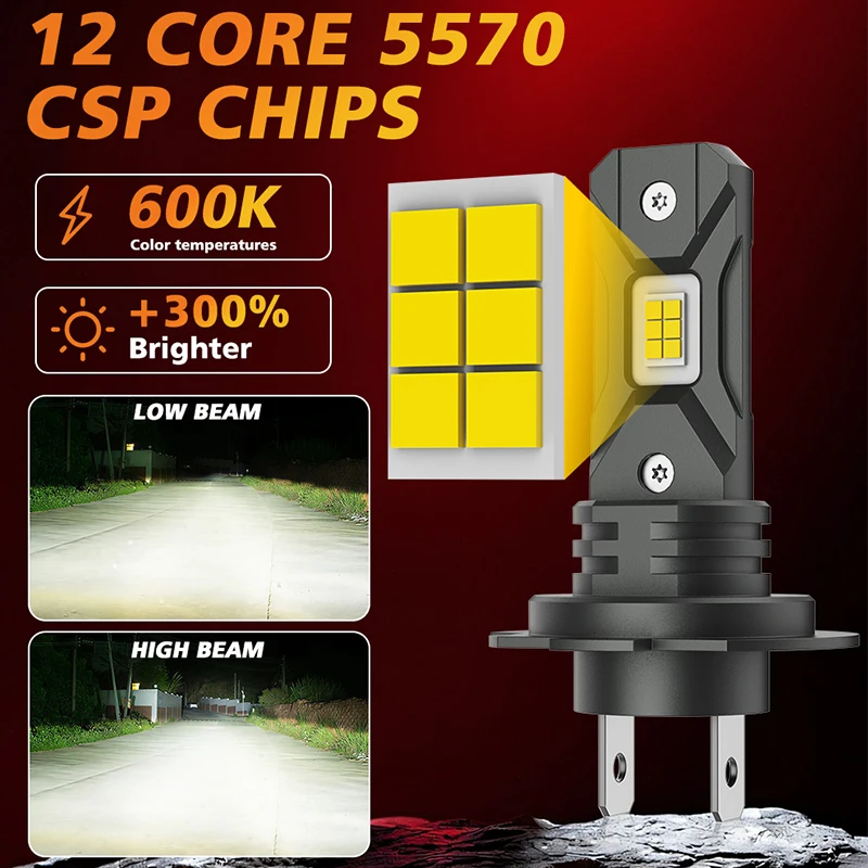 2PCS H7 Led Canbus Light 30000LM CPS 5570 1:1 Mini Size Auto Lamps 6000K Super Bright Wireless Turbo H7 Diode Bulb 12V Fog Light