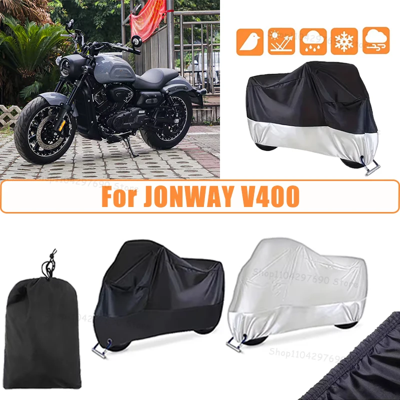 210D Oxford Motorcycle Cover Waterproof All Season UV Protection For JONWAY V400 Anti-Tear Windproof Motorbike Cover