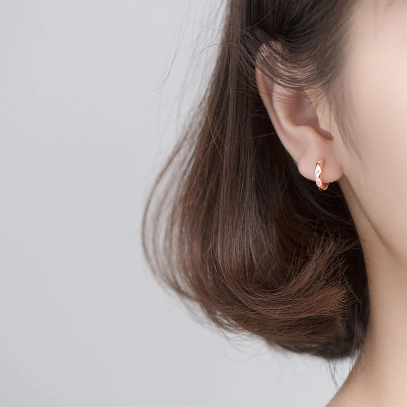 Modian Silver 925 Jewelry Minimalism Clear CZ Hoop Earrings for Women Sterling Silver 925 Anti-allergy Fine Jewelry Gifts