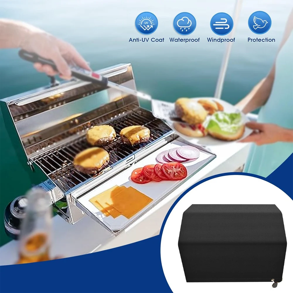 Boat Gill Cover for Magma Marine Rectangular Grill, BBQ Gill Cover, Waterproof, for 9' X 18' Grill, Black