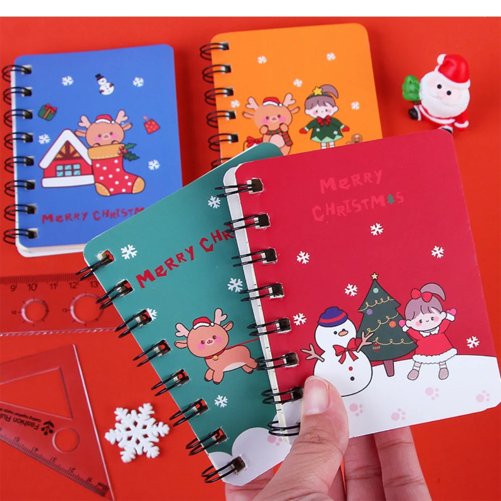 Christmas Decorations A7 Mini Notebook Portable Pocket Notepad Diary Planner Agenda Memo Office School Stationery Kids Gift