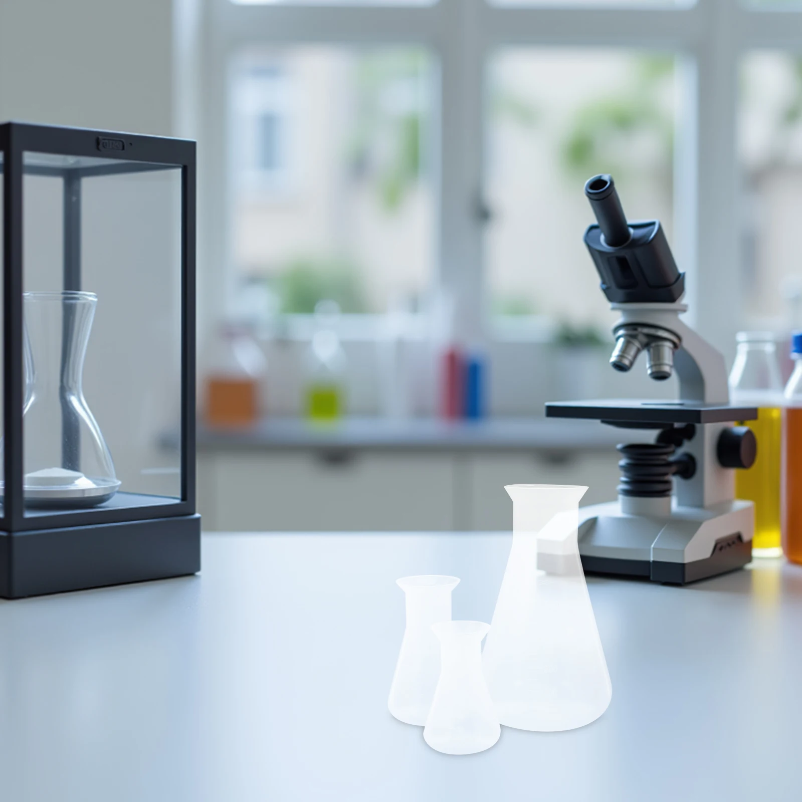 

6Pcs Wide Mouth Plastic Conical Beaker for Chemistry Experiments Accurate Measurement 50 100 500ml Conical Flask