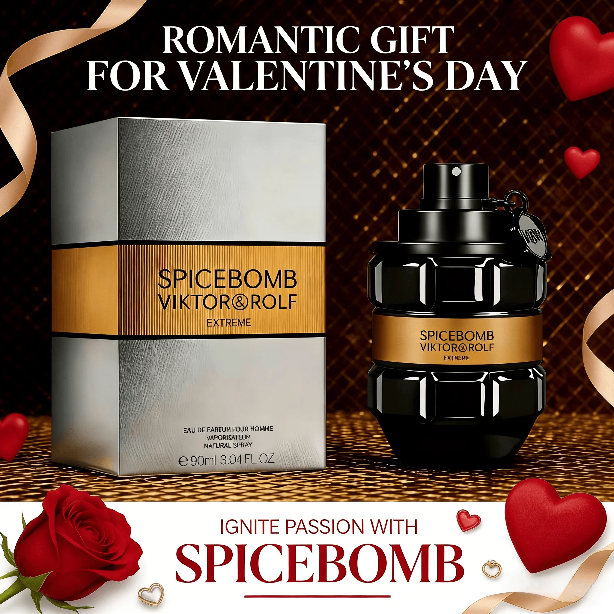 Viktor&Rolf Spicebomb Ancient Dragon Water Extreme EDP, Woody Spicy Scent with Amber & Vanilla, Long Lasting Men's Eau de Toilet