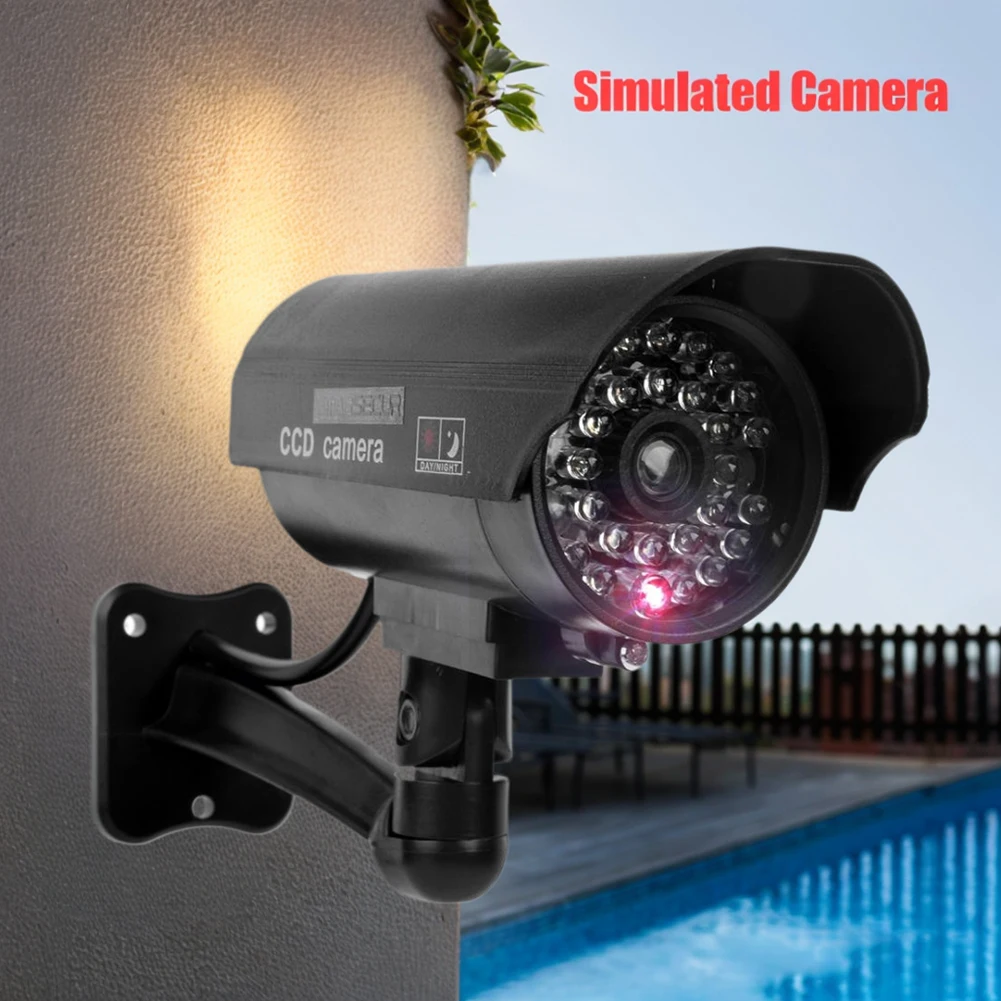 Falsa telecamera di sorveglianza di sicurezza interna per esterni Proiettile ABS Ingegneria Staffa in plastica Simulazione Telecamera fittizia 160x124x85mm