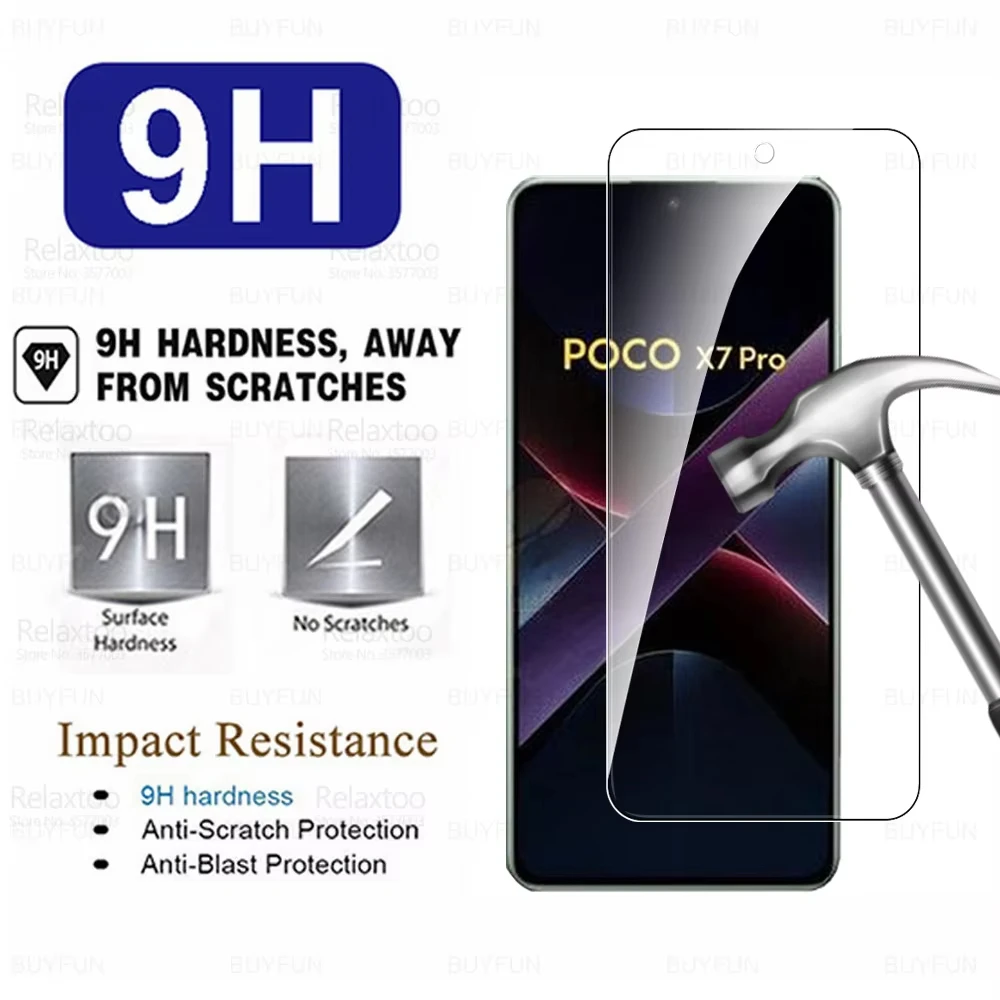 4IN1 الزجاج المقسى ل Poco X7 Pro F6 F5 F4 GT X5 F7 Pro X4 GT X3NFC M6 M5S M3 M4 C65 حامي الشاشة ل Poco X6 Pro 5G الزجاج