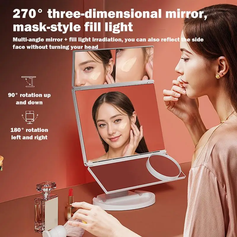 

LED Makeup Mirror Comb Makeup Smart Beauty Gift Mirror Storage Multifunction With Light Refill Mirror Desktop with Illumination