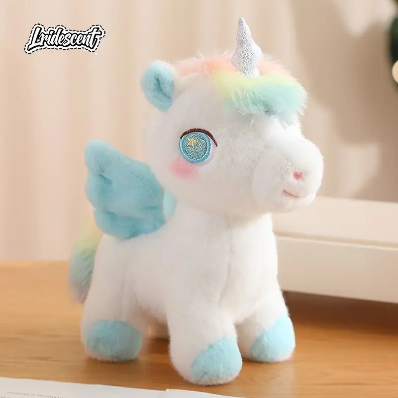 

Colorful Sunshine Rainbow White Horse Unicorn Plush Doll Chinese New Year Mascot Gift For Girls Birthday Confession