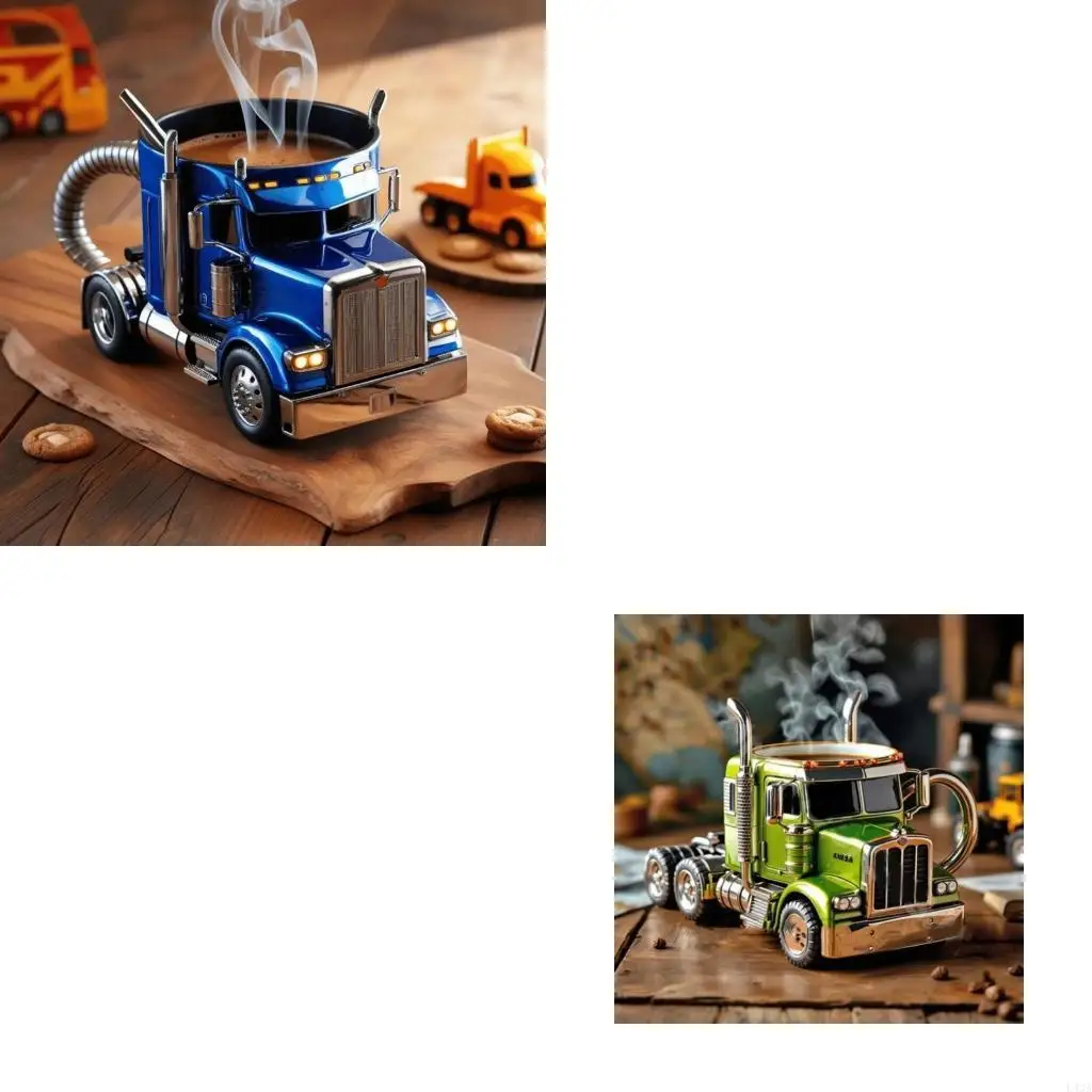 L43A Semi Trailer Truck Resin Coffee Mug 12.34oz Decorative Cup for Kitchen and Office Use Desk Ornament