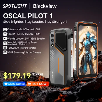 Blackview OSCAL PILOT 1 โทรศัพท์ที่ทนทาน, 6GB + 256GB, สมาร์ทโฟน Helio G81 Android14, โทรศัพท์มือถือจอแสดงผล 6.67 นิ้ว, 15000mAh, NFC