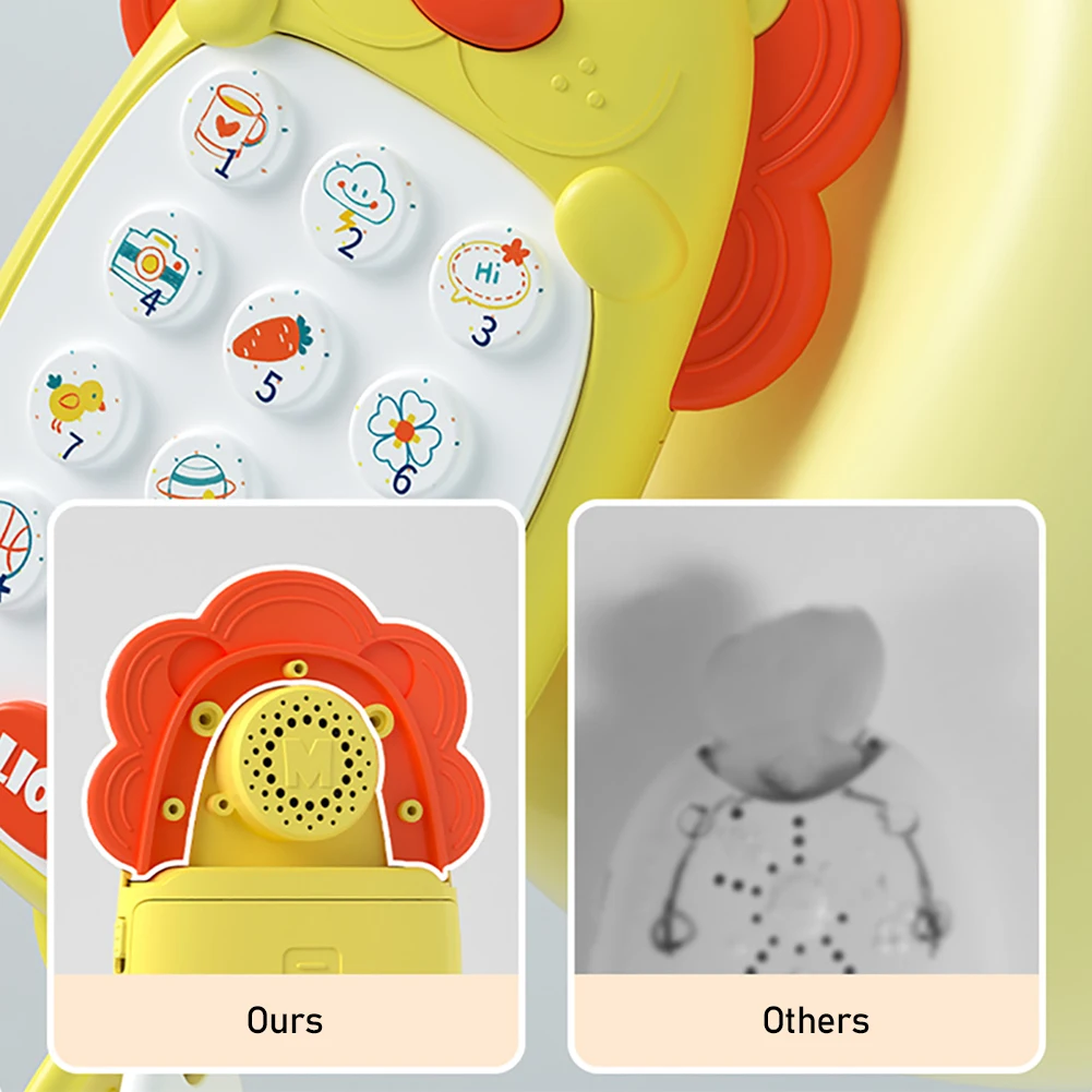 Children's Lion Toys Mobile Phones Baby Chewable Puzzle Multifunctional Music Phone Boys and Girls Without Battery