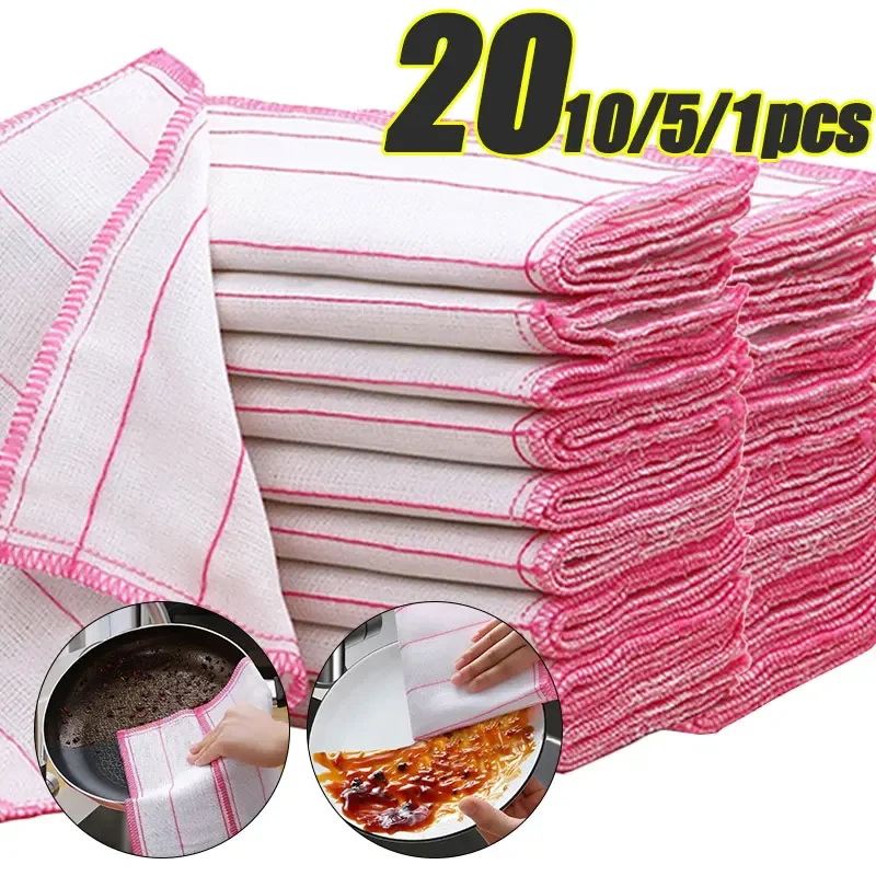 

20pcs Kitchen Towels Cotton Dishcloth Cloth Super Absorbent Non-stick Oil Reusable Cleaning Cloth Kitchen Daily Dish Towels