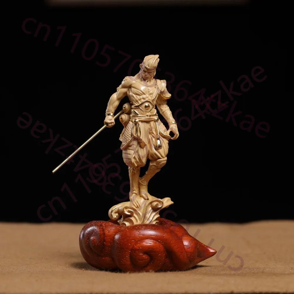 

Hand Carved Wooden Standing Sun Wukong Monkey King Figurine - Chinese Mythology Art Sculpture