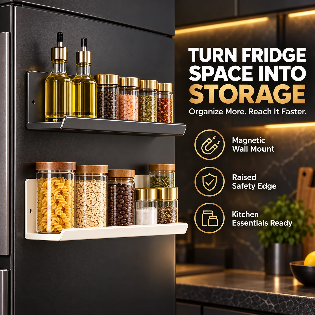 Magnetic Magnetic Fridge Side Organizer Punch-free Kitchen Spice Condiment Shelf Household Refrigerator Wall Mount Storage Rack - Aliexpress Deal