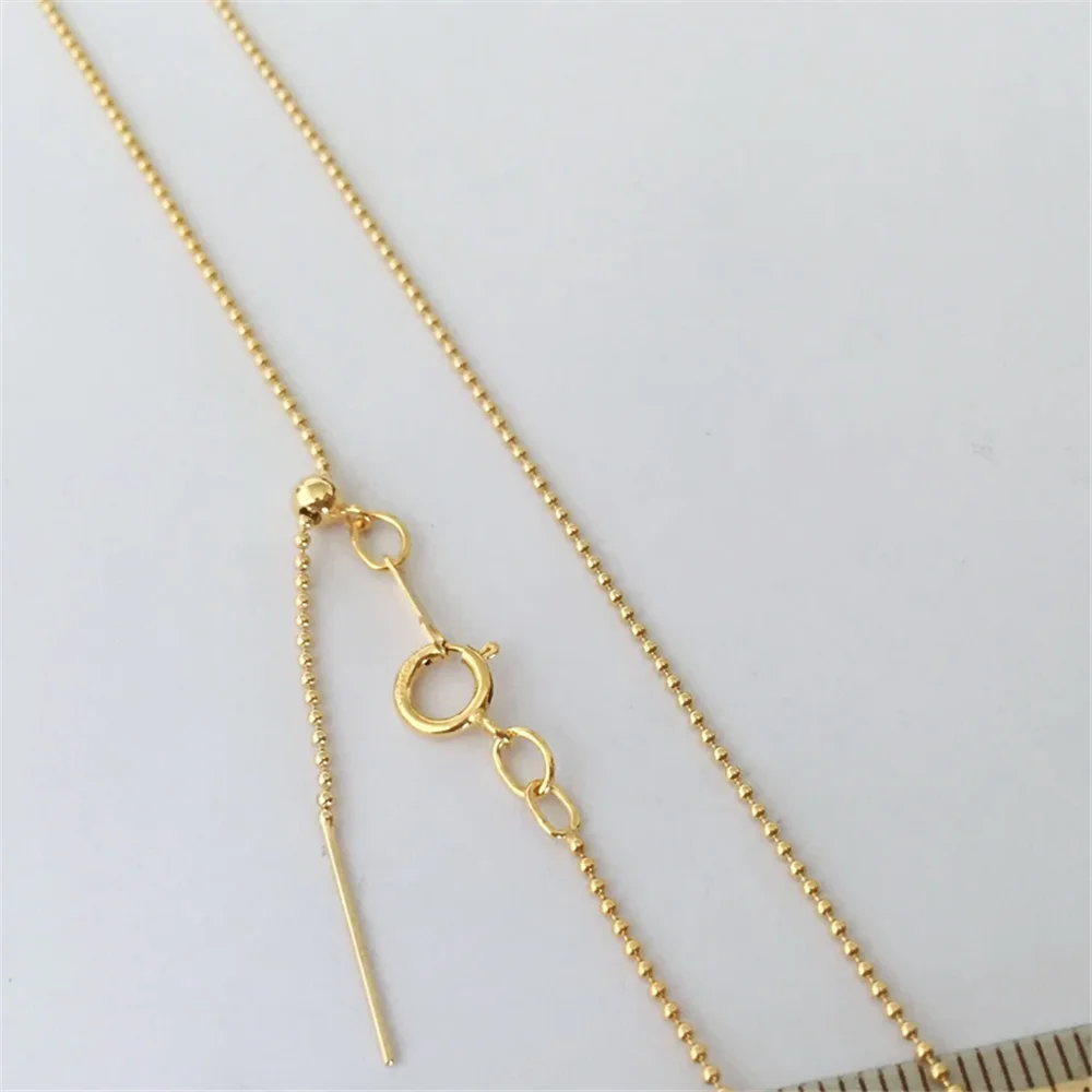 14K Gold Filled 1mm Bead Chain Adjustable Base Necklace w/ Pin End and Silicone Slider Bead 18.5''