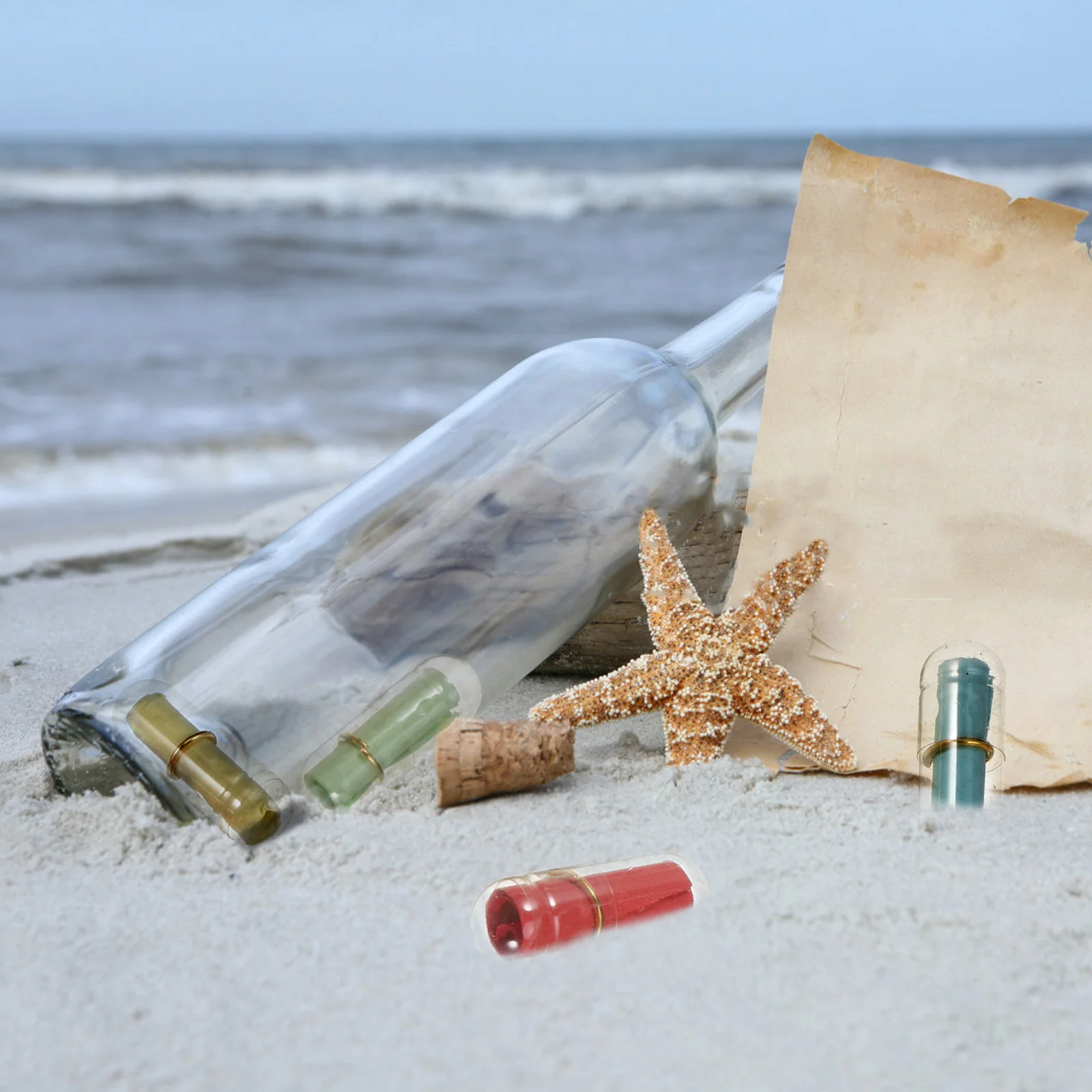 

50Pcs Plastic Wishing Bottles Mini Capsule Clear Message Bottles Blank Paper Inside for Wedding Favors Party Gift Decoration