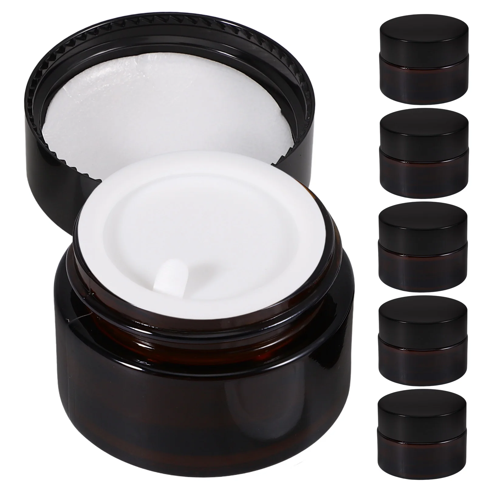 

6Pcs Glass Cream Jar Container Elegant PP Small Travel Jars Leakproof Storage for Skin Lotion Travel Jars