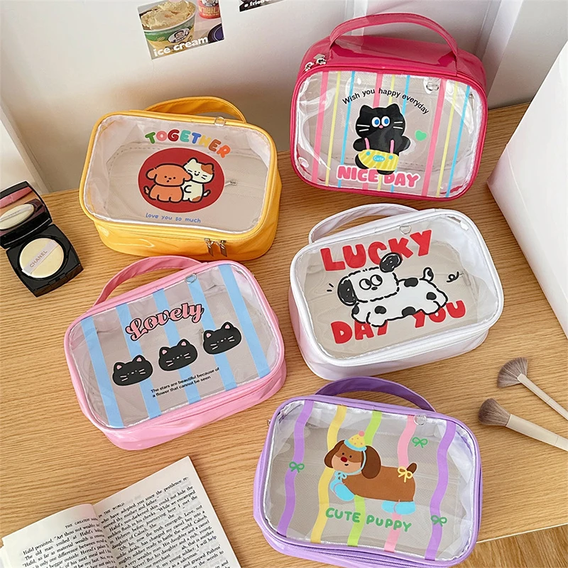 

Мультяшная кукла, органайзер для путешествий, прозрачная косметичка, женский набор туалетных принадлежностей для красоты, сумка для мытья, прозрачная косметичка из ПВХ, сумка на молнии