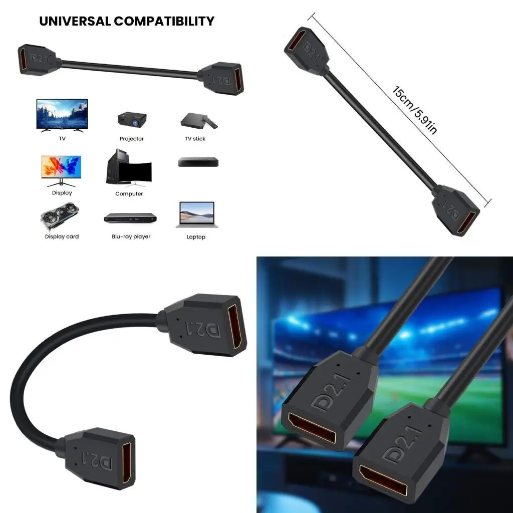

R53C 2.1 Cable 16K@30Hz 8K@120Hz 4K@240Hz Female to Female 52Gbps Extension Cable for Video PC Laptop
