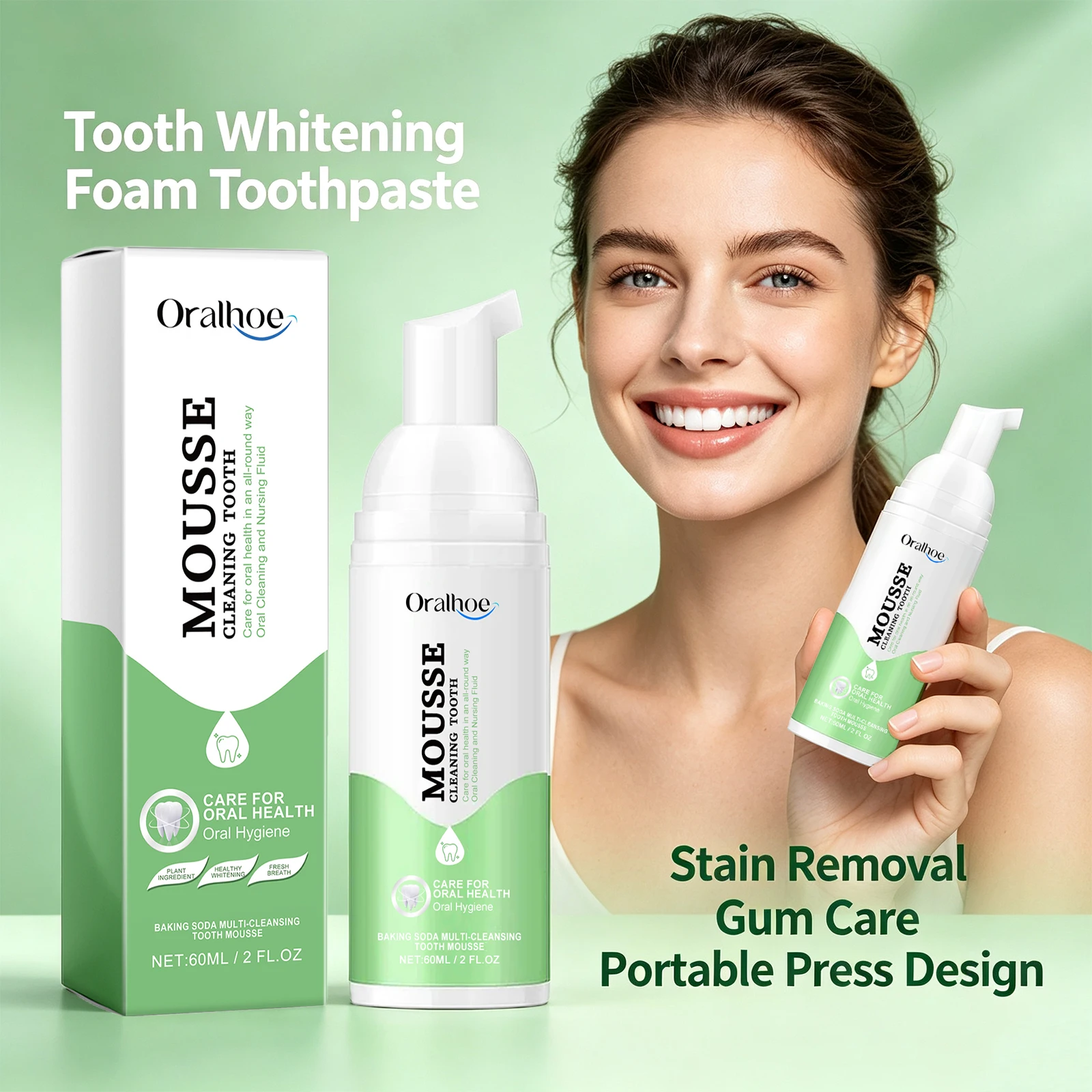 Whitening Foaming Toothpaste for Tartar and Stain Removal Fresh Breath Deep Cleaning Reduces Plaque Oral Care Foam Mousse