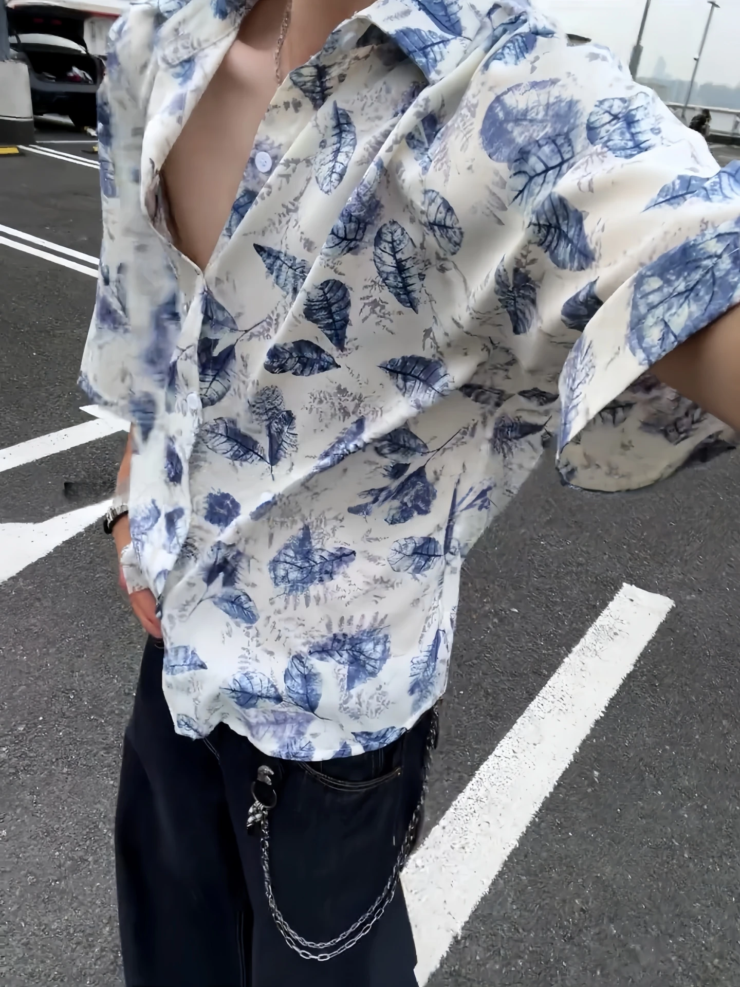 Ice Silk Short Sleeve Shirt Men's Summer Thin Printed Casual Style American Retro Jacket Loose Fit Breathable Cool Feeling