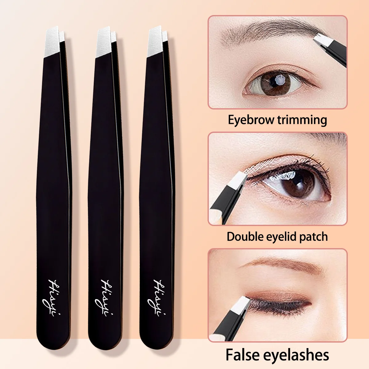 HISYI 眉毛ピンセット ステンレス鋼 斜めクリッパー 細い毛除去 美容メイクツール 眉毛脱毛用