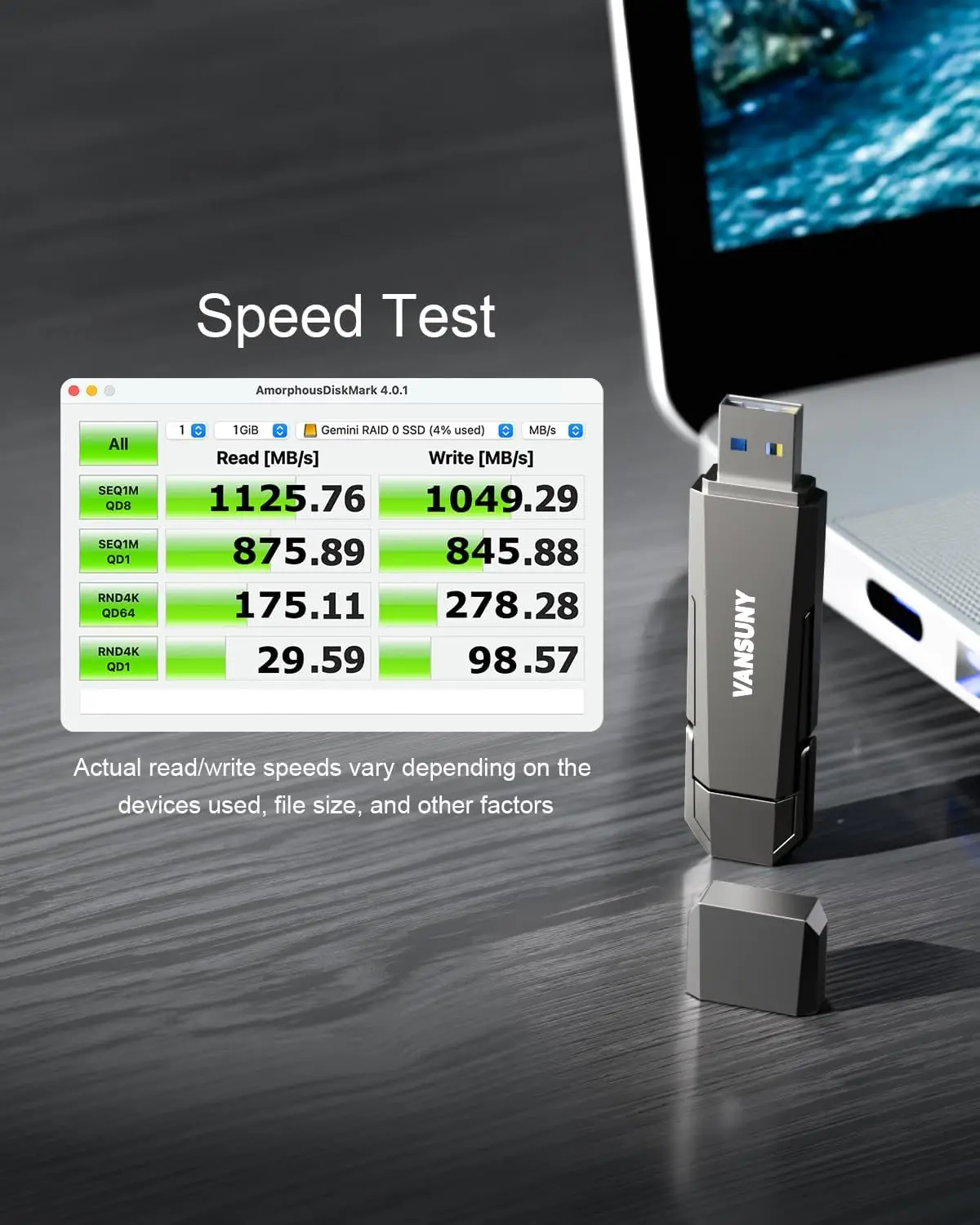 1TB USB SSD with Dual USB-A and Type-C, Up to 1000MB/s Speed for Phones, Tablets, Laptops
