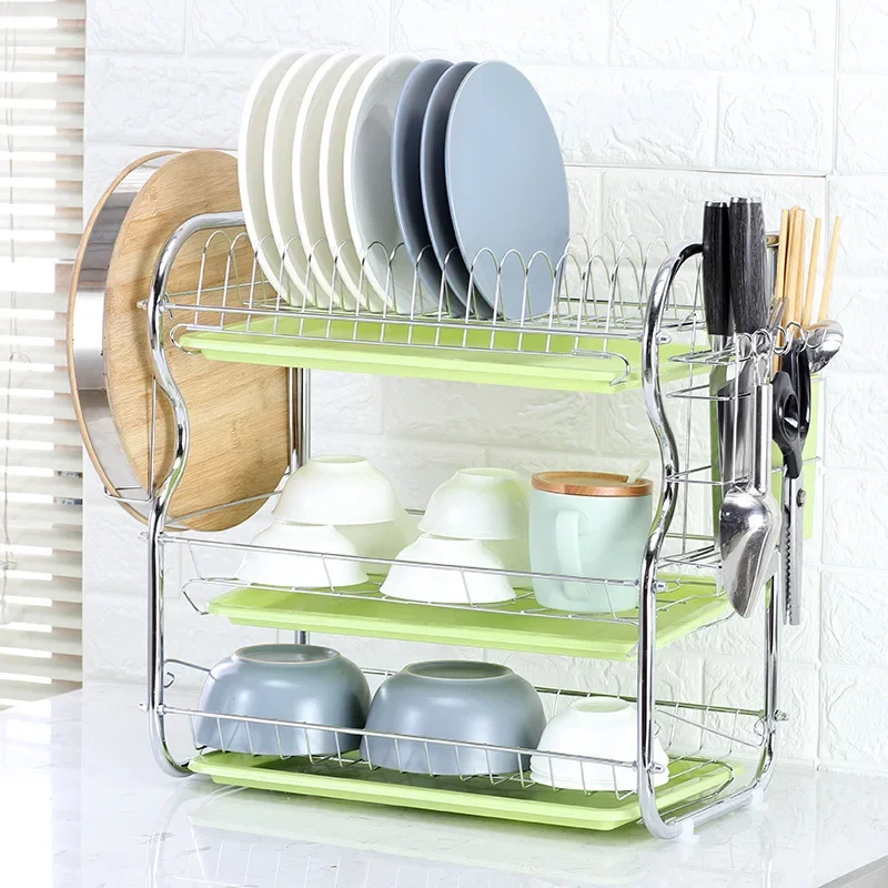 

Type B Multi-Tier Kitchen Organiser Kitchen Dish and Bowl Shelf Drainage Storage Quilt, Chopping Board Save Space New