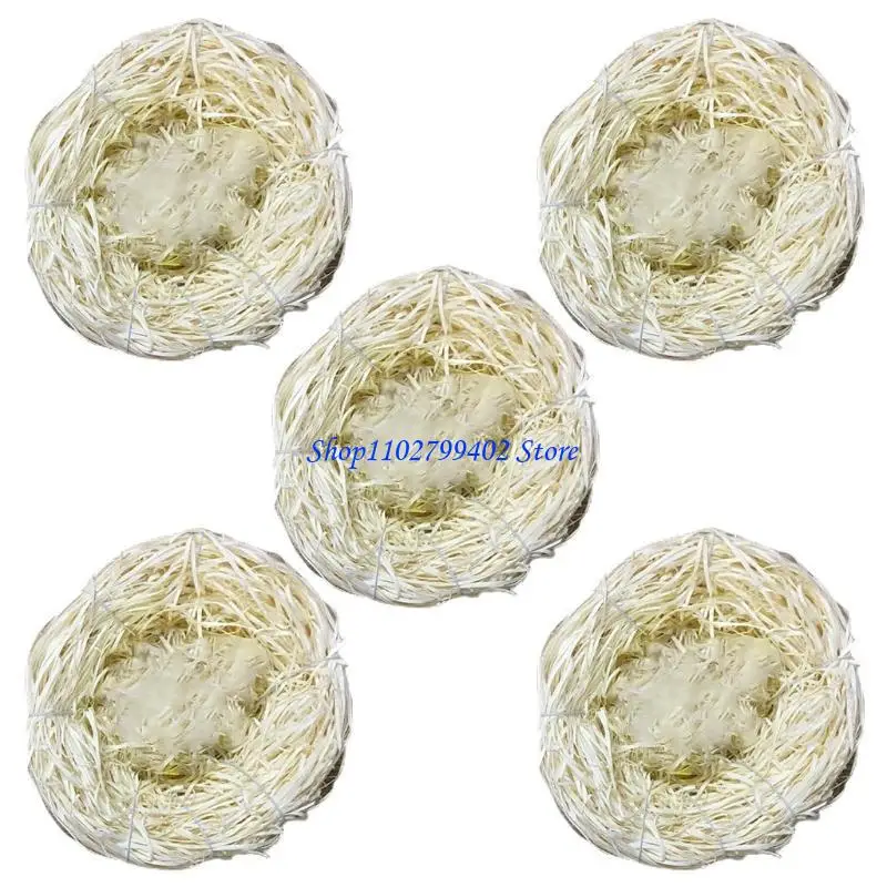 547F 5pcs Vintage Natural Rattan Bird Nest Ornament Handmade Easter Props Garden Yard Home Decoration No Eggs