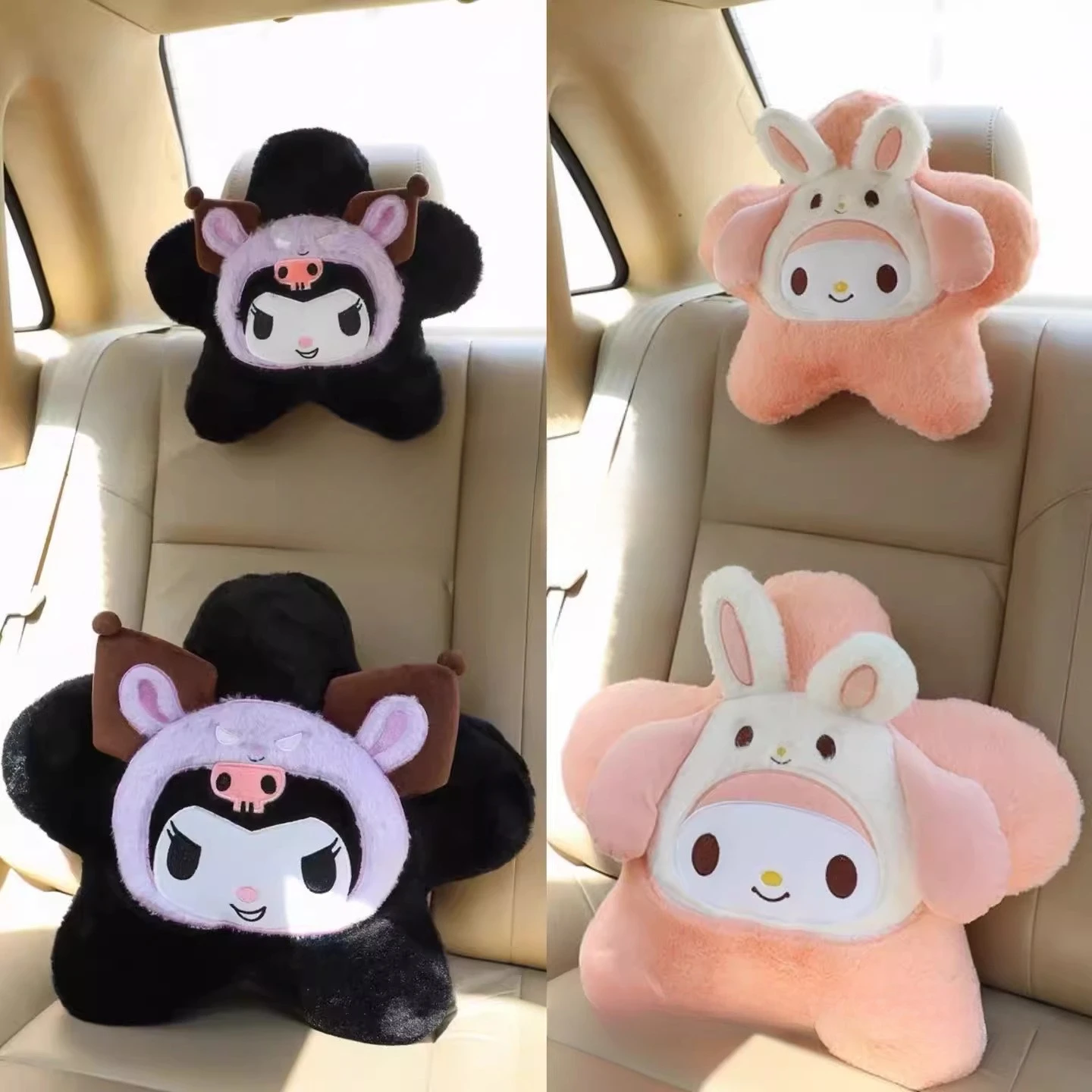 

Cute Sanrio Car Headrest Neck Pillow Car Seat Belt Cover Melody Kuromi Seat Belt Shoulder Pad Car Interior Decoration Gift